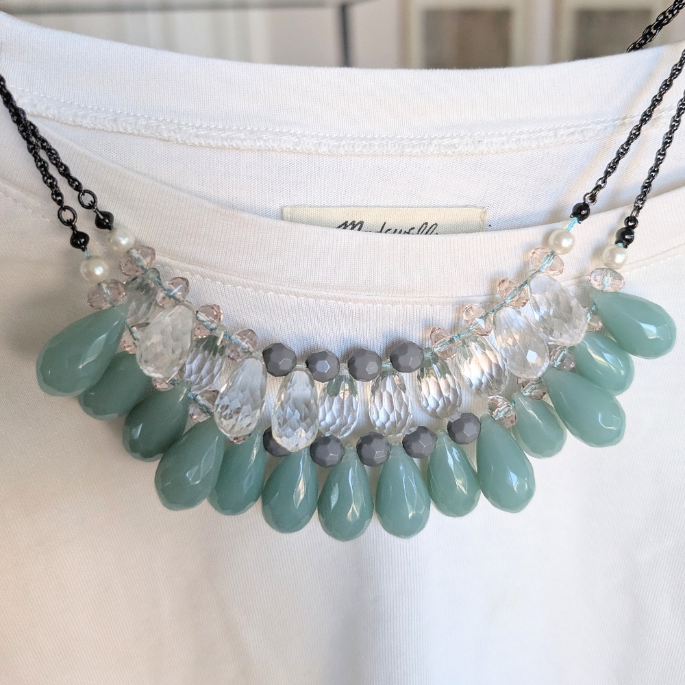 Lydell NYC Statement Necklace with Mint, Crystal, Grey,‎ and Blush Beads | Women